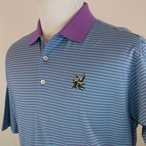 Peter Millar Mens Polo Shirt L Golf Green Purple